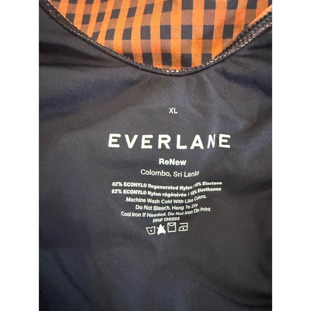 Everlane ReNew Square-Neck One-Piece Swimsuit Orange Black Gingham XL - Picture 5 of 6